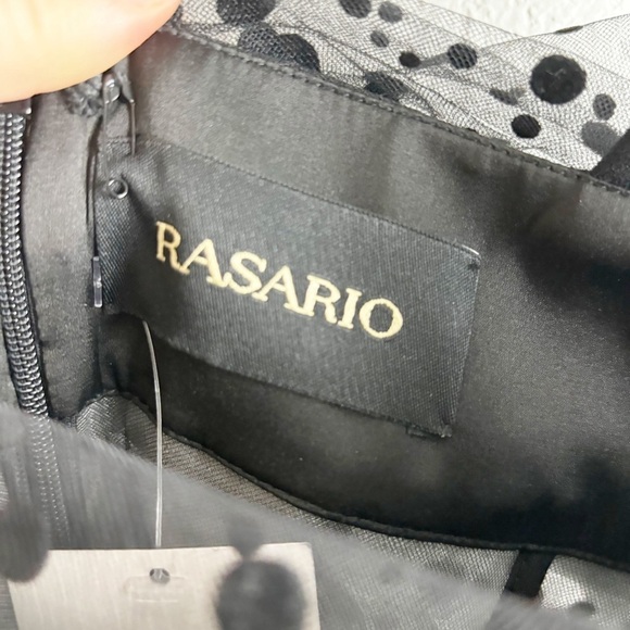 Rasario Draped Crepe Tulle Swiss Polka Dot Jumpsuit Black US 4 Cocktail Formal - Picture 7 of 7